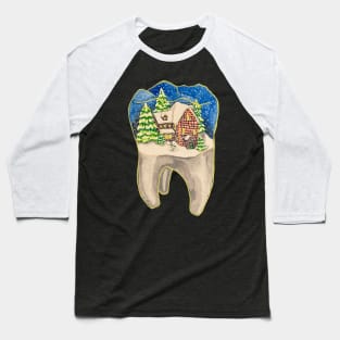 Tooth Snow Globe Baseball T-Shirt